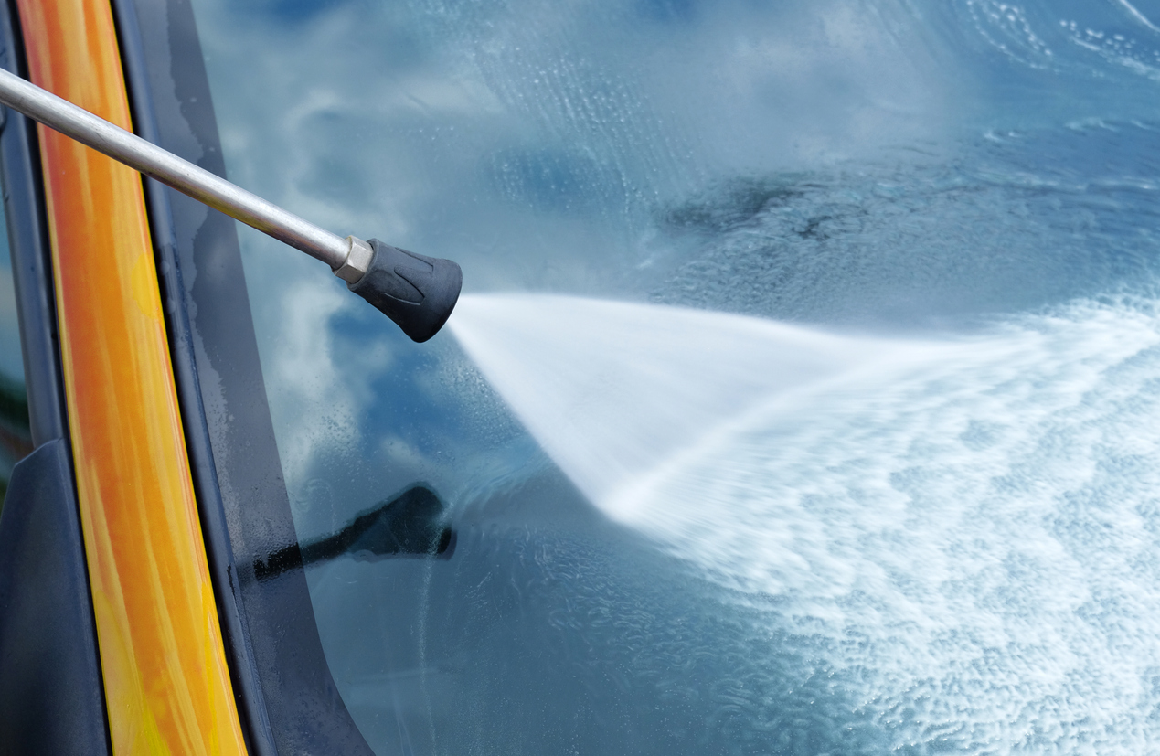 Car washing with pressure washer